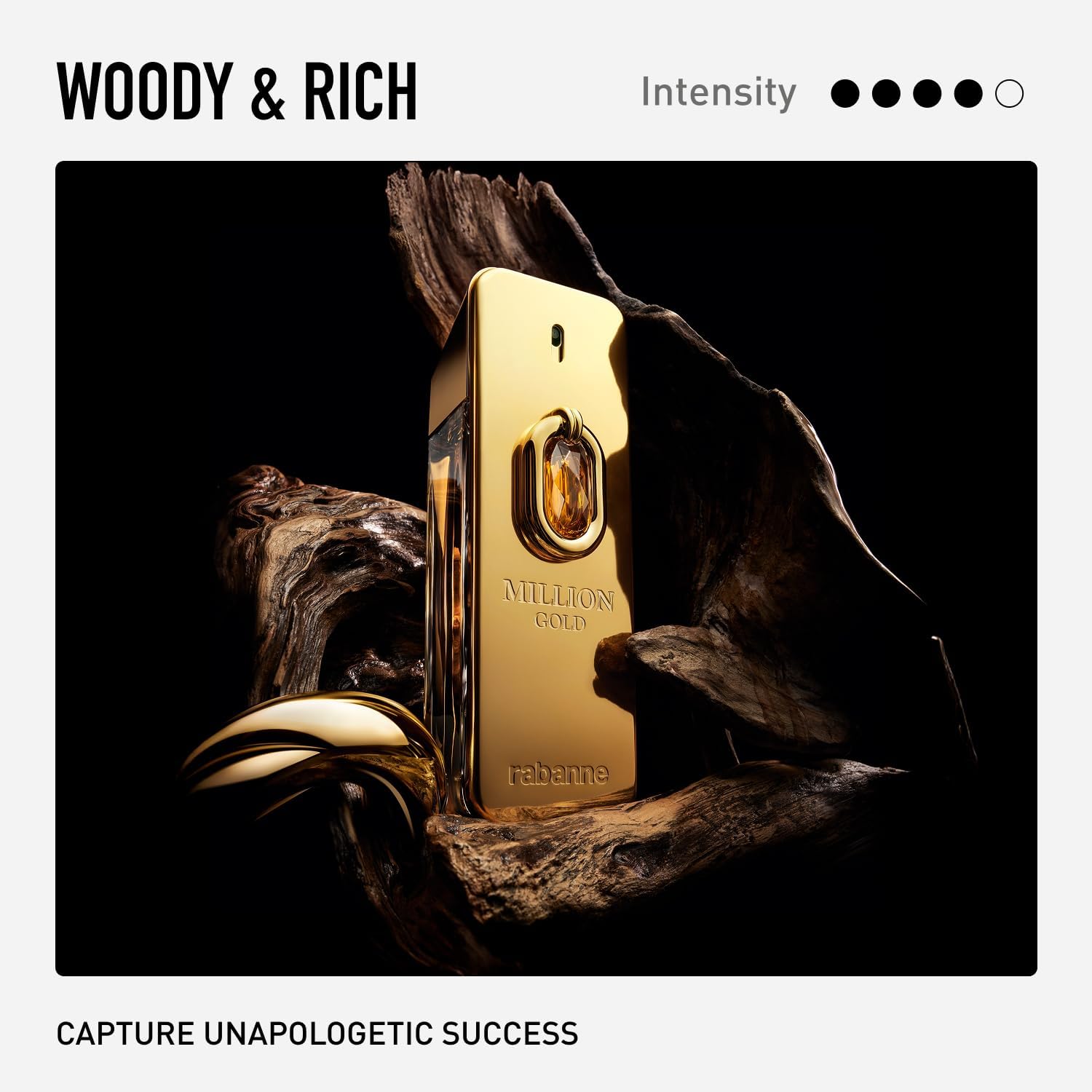 Million Gold Elixir Parfum Intense - Long Lasting Luxury Fragrance for Men with Vanilla, Mandarin & Sandalwood - Men's Perfume Spray, 6.8 oz