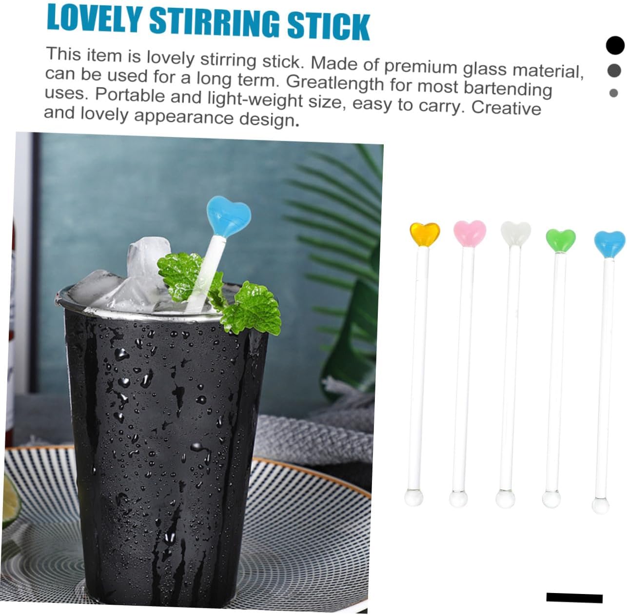 Cocktail Sticks for Garnish Holiday Swizzle Sticks 5pcs Glass Mixing Rods