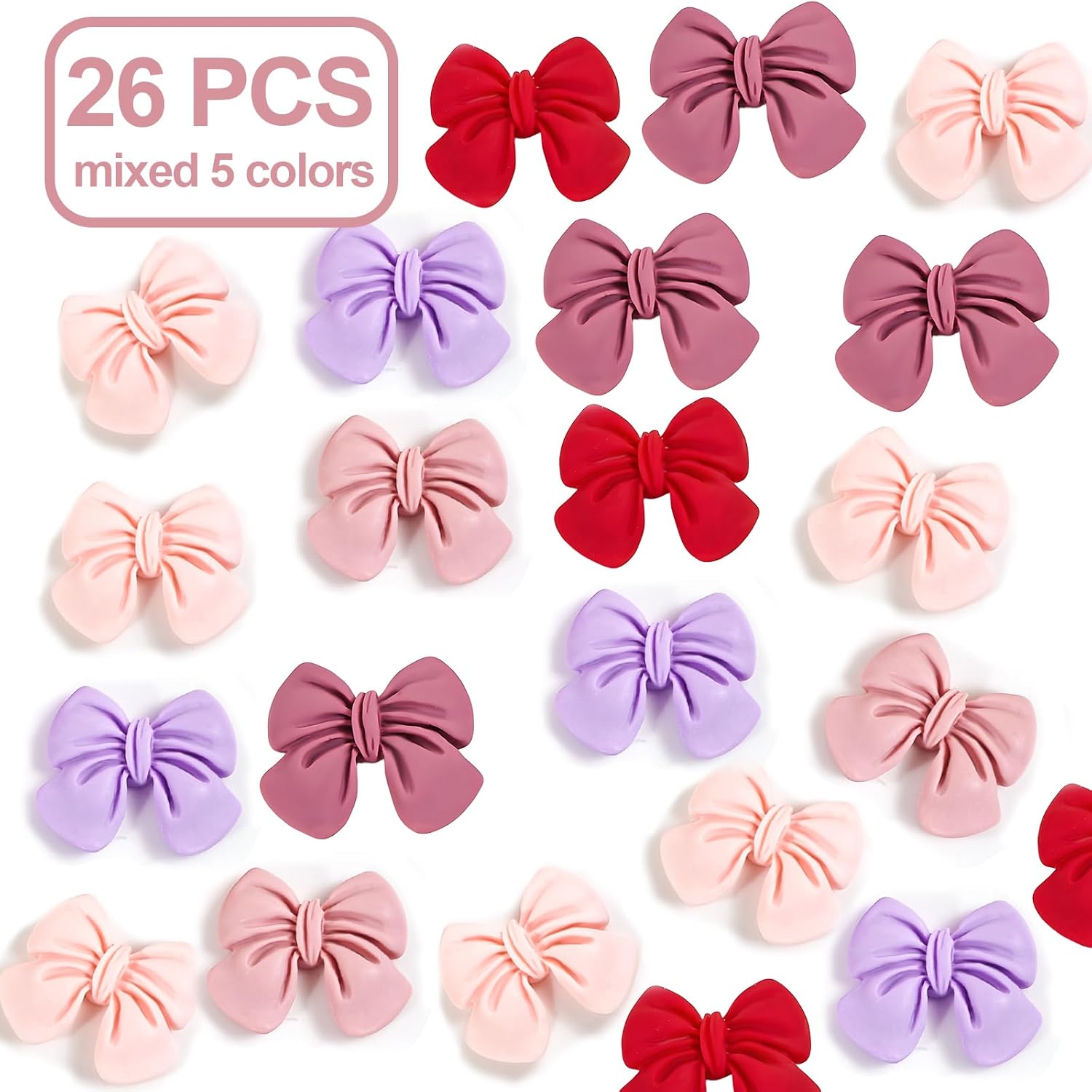 26pcs Slime Charms Bow Flatback Resin Charms Cute Bow Embellishments for Phone Cases, Photo Frames, Jewelry Boxes, Stationery Boxes, Scrapbooking DIY Crafts(colorful) - Image 5