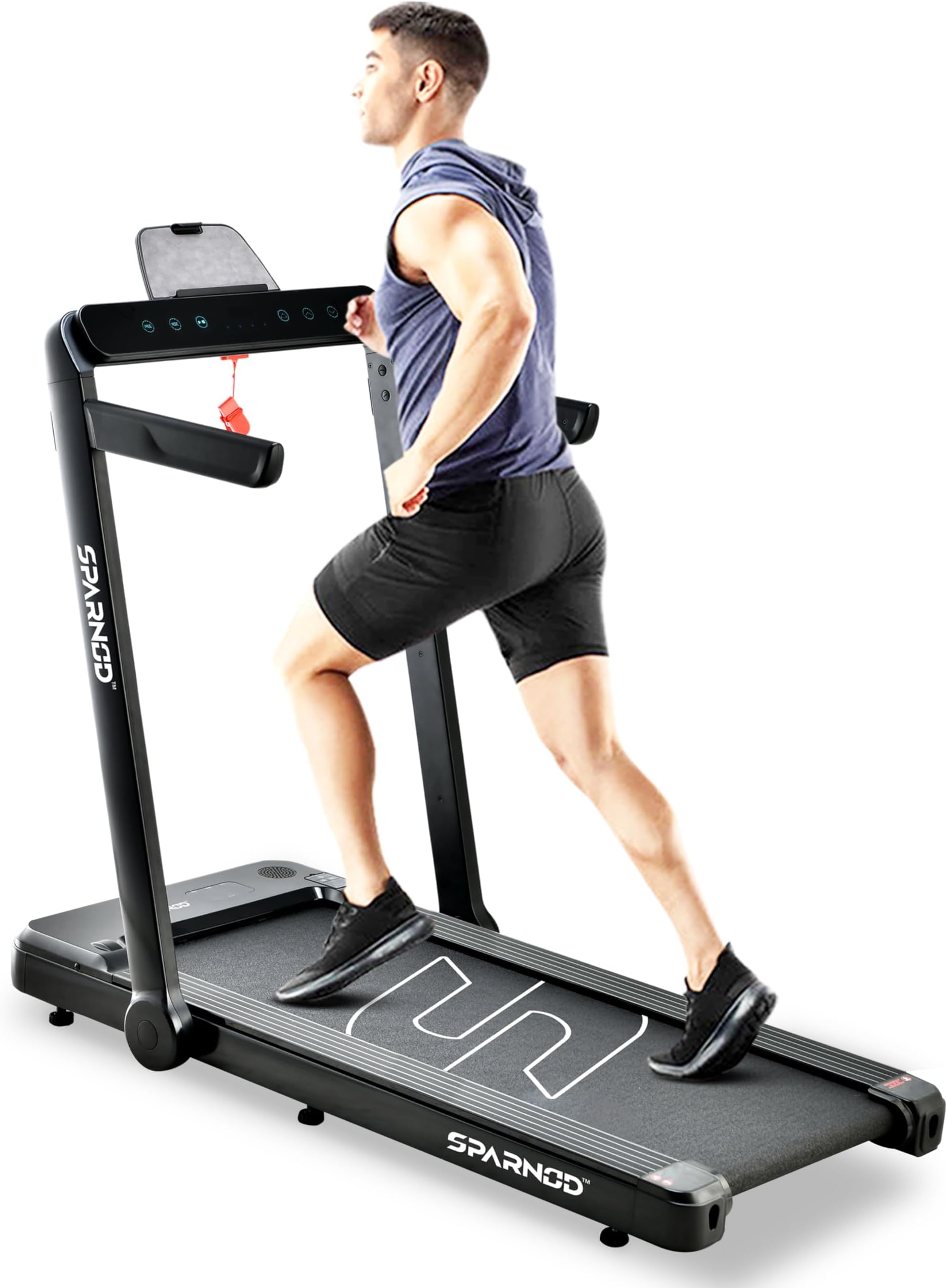 Sparnod Fitness STH-3060 Ultra Slim 2-in-1 Walking Pad Treadmill for Home Use Foldable Under Desk fits Under Bed/Sofa. No Installation Required, 4 HP Peak Motor, 110kg User Weight