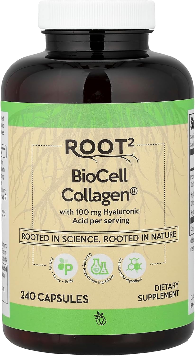 Vitacost ROOT2 BioCell Collagen With Hyaluronic Acid -- 100 Milligram Per Serving - 240 Capsules