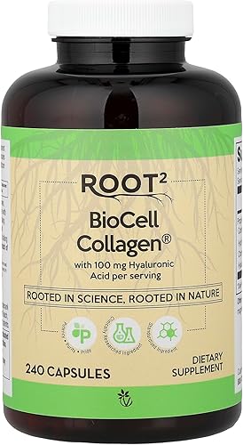 Vitacost ROOT2 BioCell Colágeno con ácido hialurónico, 100 miligramos por porción - 240 cápsulas