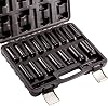 مجموعة مقبس التصادم 12 بوصة مربع محرك متري 16pcs 10-32mm مجموعة مقبس طويل مؤثر مجموعة مقبس 6 نقاط مع حالة سوداء قوية