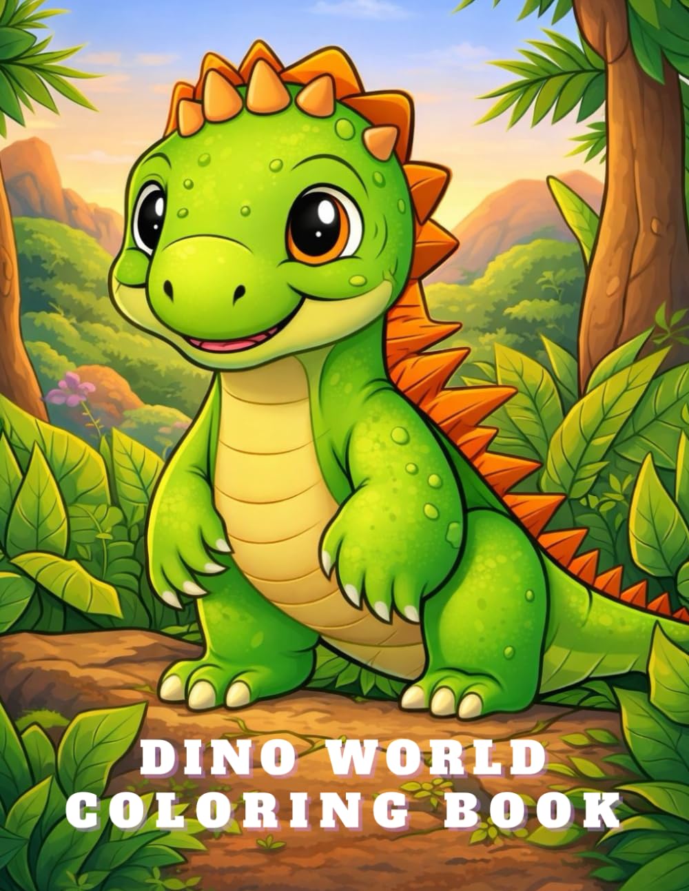 Dino World Coloring Book: 40 + relaxing and Cozy Fall dinosaurs Scenes for Adults and Kids