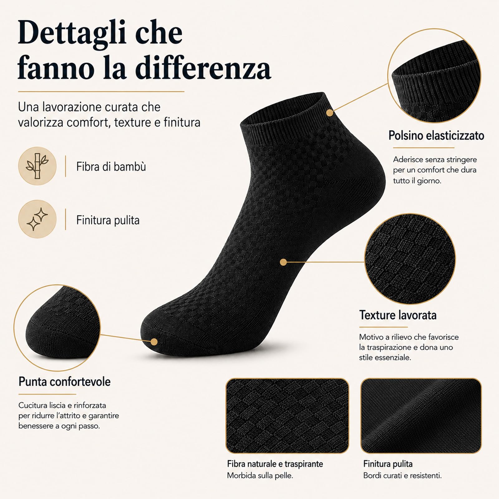 ARCSUN Calzini Lysea Bambù, Elastici Antiscivolo e Anti-odore (10Pezzi)
