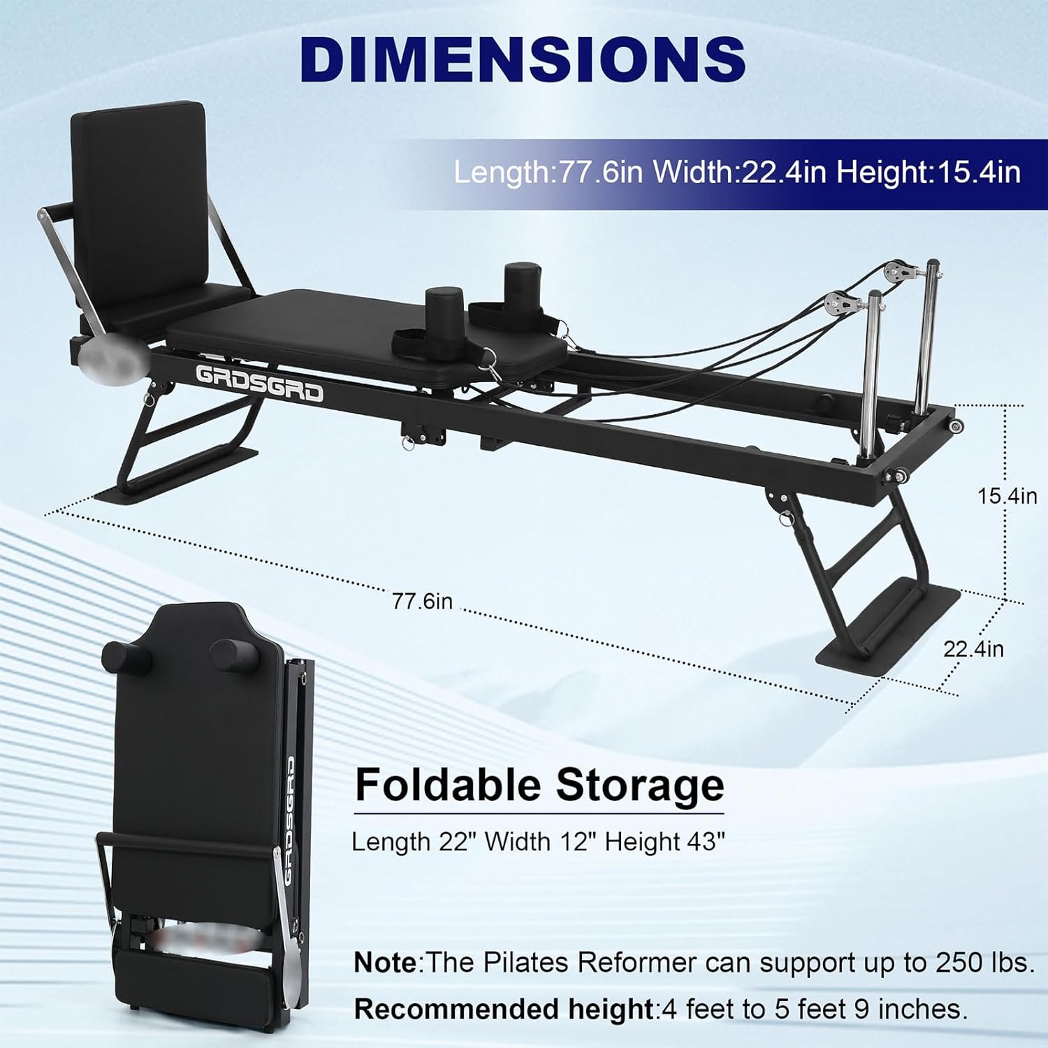 Pilates Reformer Machine Foldable Pilates Reformer Machine Equipment for Home Workouts,Portable Reformer Pilates Machine for Home Gym