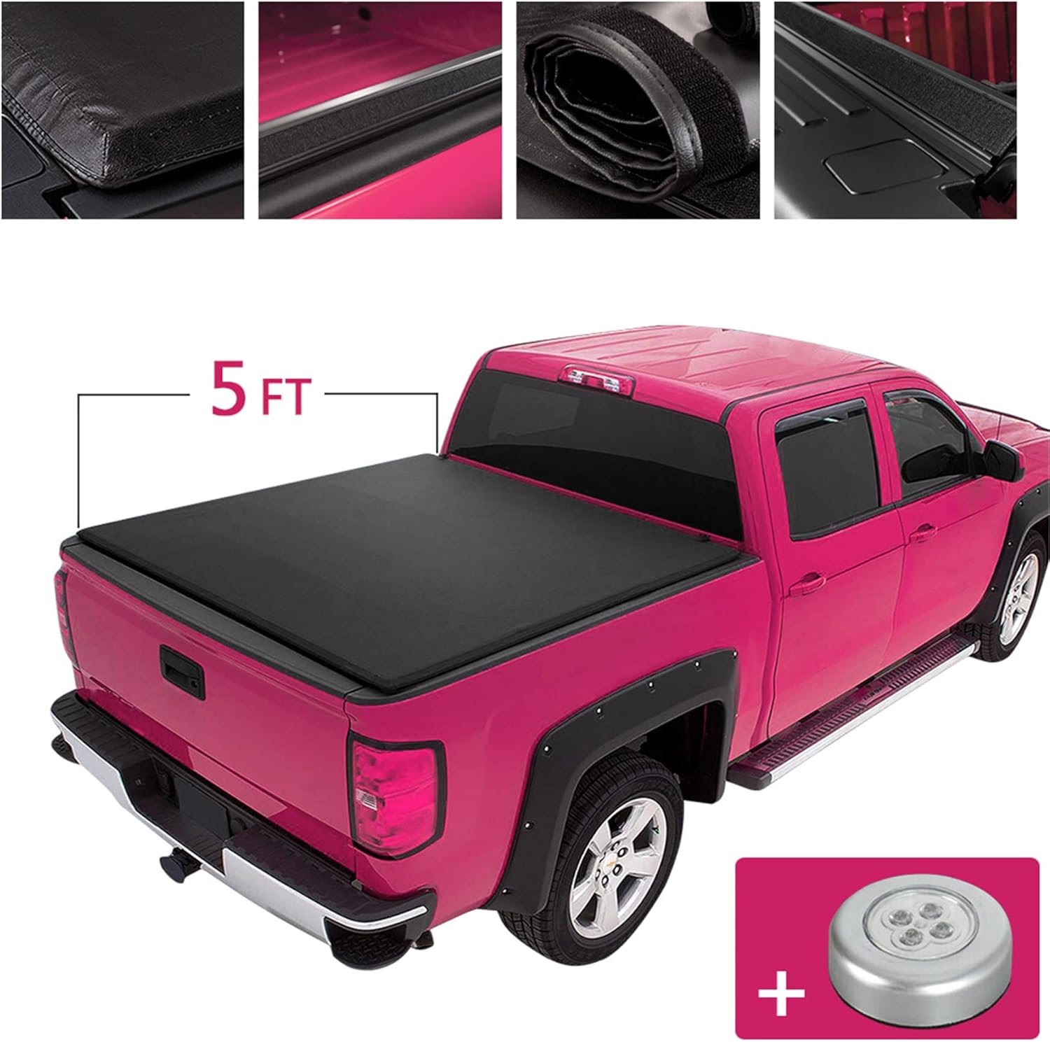 JDMSPEED New Fleetside Soft Vinyl Roll-Up Tonneau Cover 5FT Bed Replacement for Nissan Frontier 2005 2006 2007 2008 2009 2010 2011 2012 2013 2014 2015 2016 2017 2018 2019 2020