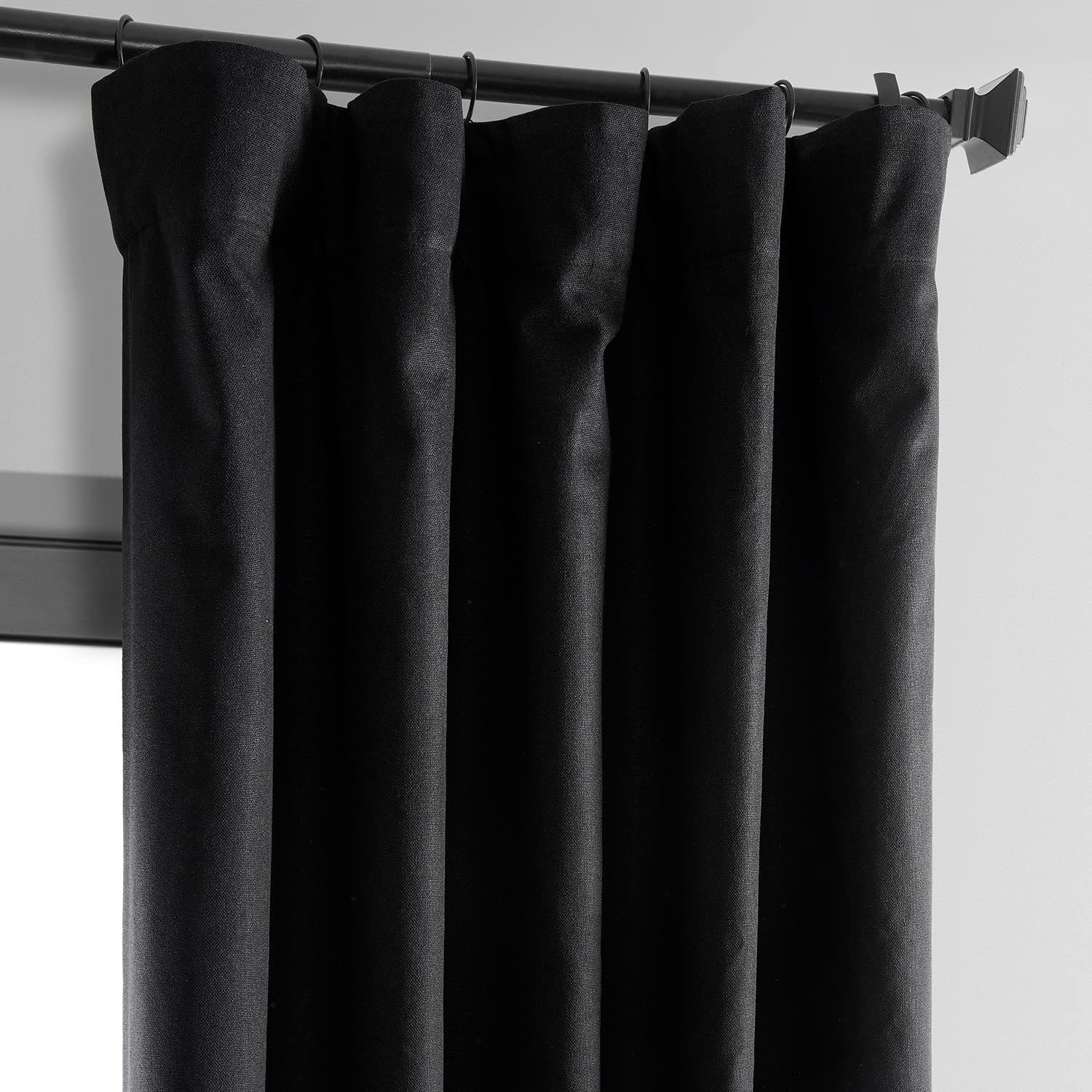 HPD Half Price Drapes Vintage Blackout Curtains for Bedroom - 108 Inches Long Thermal Cross Linen Weave Full Light Blocking 1 Panel Blackout Curtain, (50W x 108L), Black