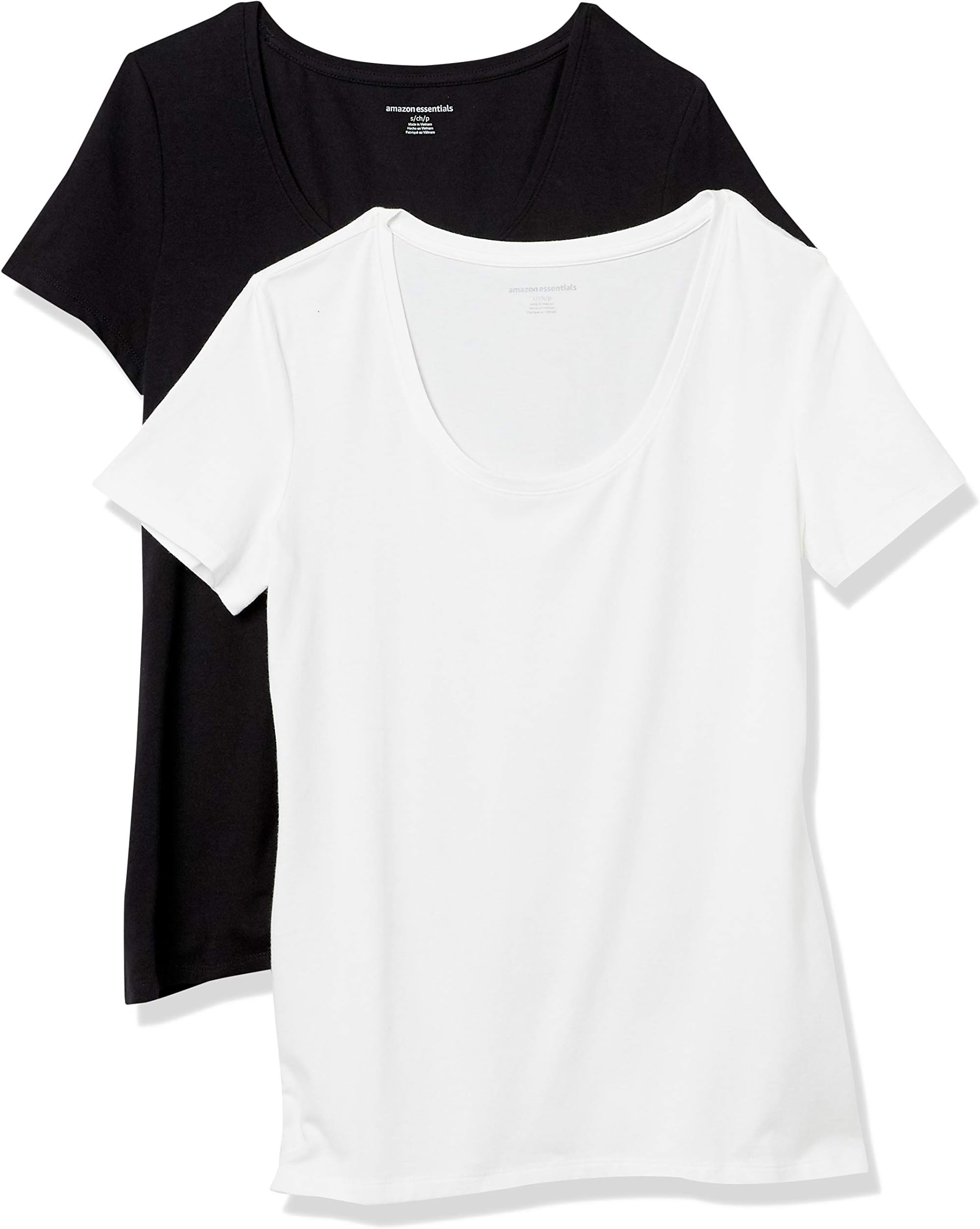 Amazon EssentialsWomen's Regular-Fit Short-Sleeve Scoop Neck T-Shirt (Available in Plus Size), Pack of 2OEKO-TEX STANDARD 100