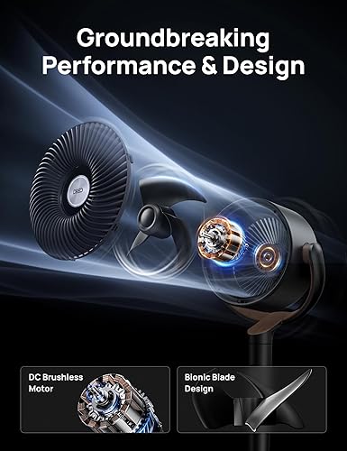 Miniatura 4 de DREO Fan for Bedroom, 120°+120°Omni-directional Oscillating Fan, 90ft, DC Motor, 20 dB Quiet Standing Pedestal Fans, 8 Speeds, 3 Modes Circulator