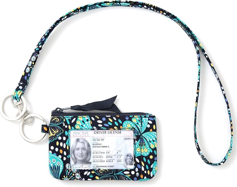 Lanyard Wallet for Women, ID Card Holder, Lanyards for ID Badges, Floral Zip ID Case Keychain Small Coin Purse Cards, Cash, Work, Travel, Cruise, Teachers, Students, Kids, Butterfly