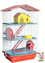 Gaiola de Hamster Desmontável Casa Teto Plástico 3 Andares Conforto Hamster (Vermelho)