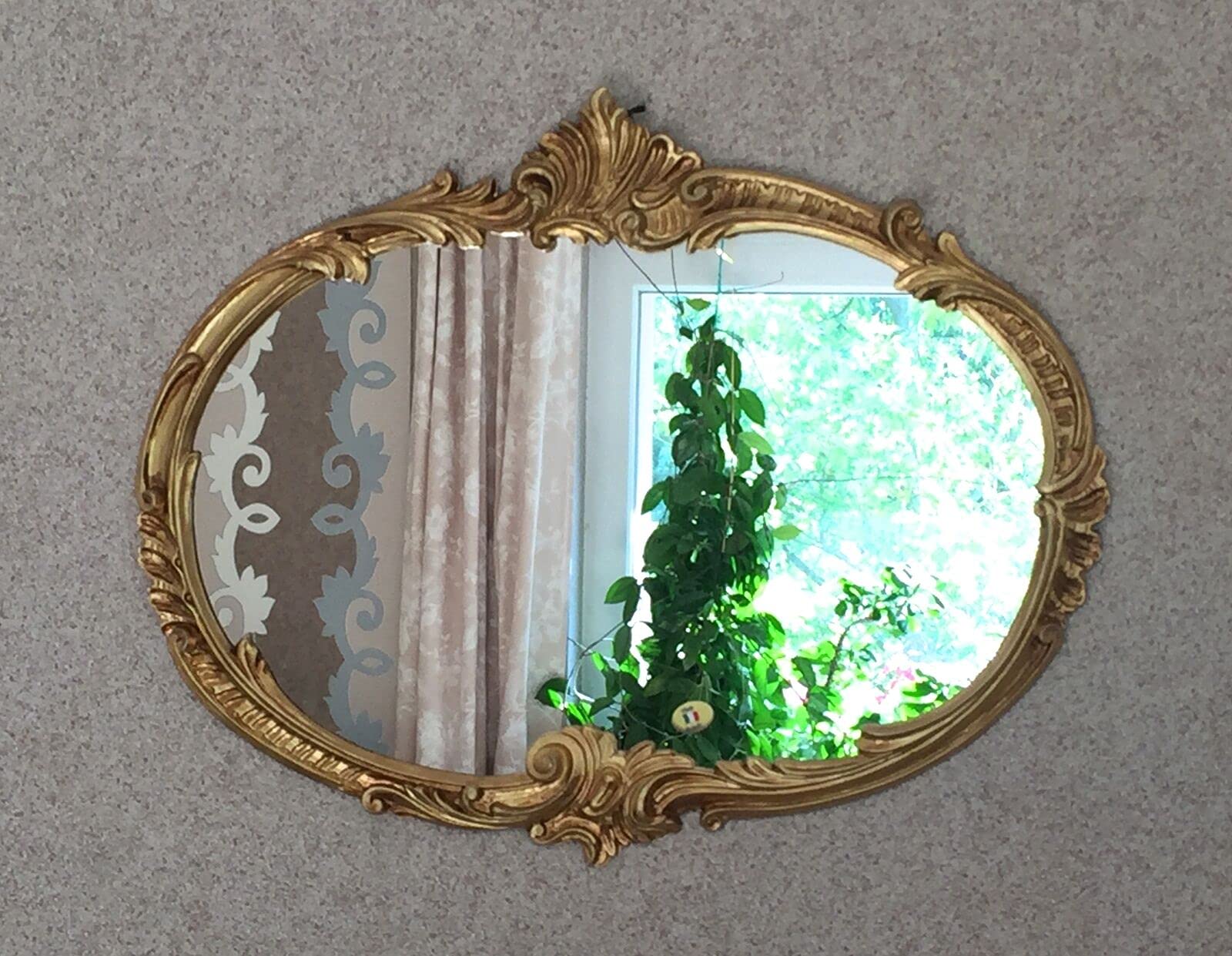 Espejo de pared barroco ovalado dorado antiguo 52 x 42 espejo de baño vintage retro espejo
