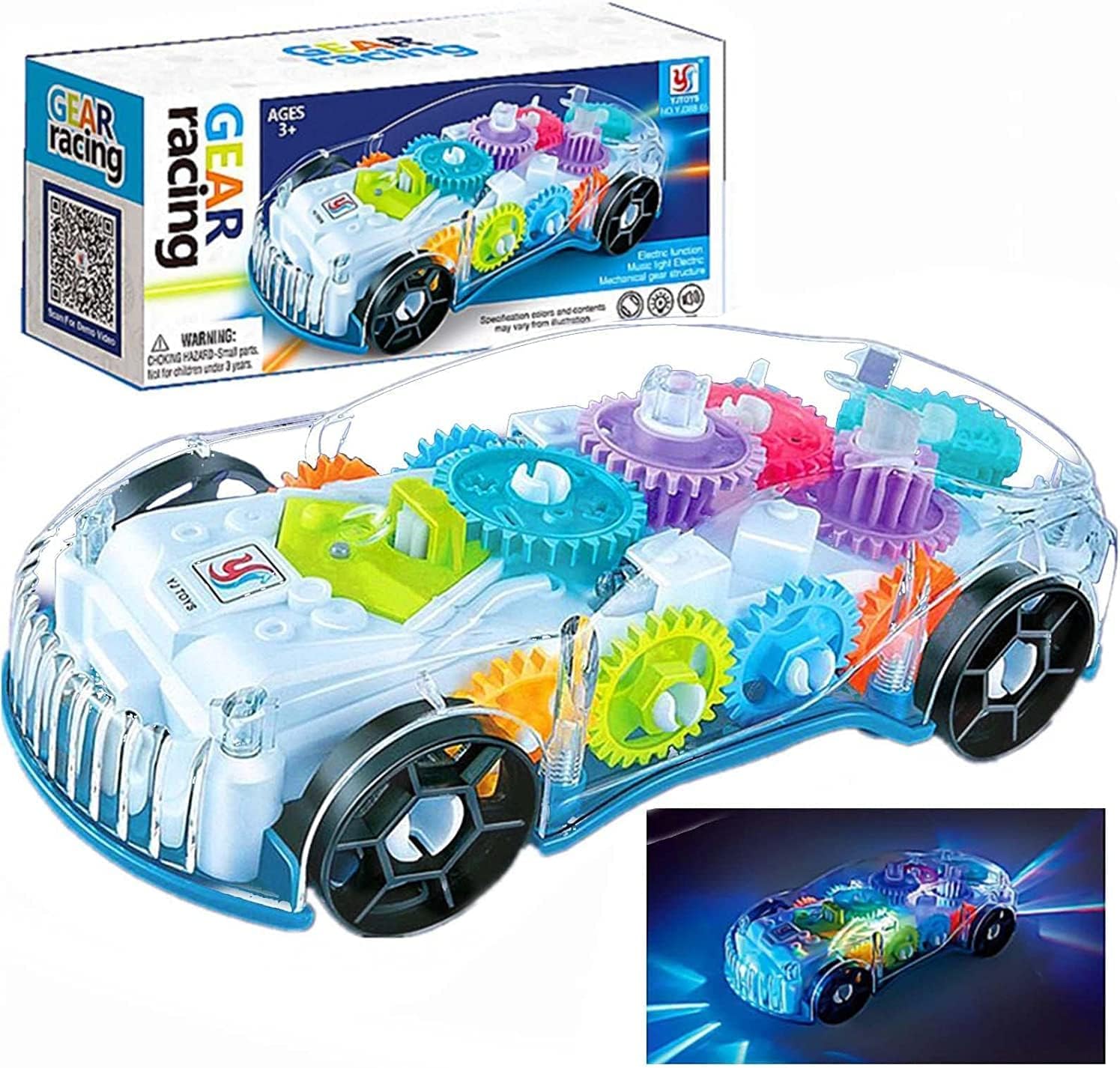 Storio 3D Baby Car Toy with 360 Degree Rotation, Gear Simulation Mechanical Car with Sound Music & Light Toys for Kids Boys & Girls, Multicolor