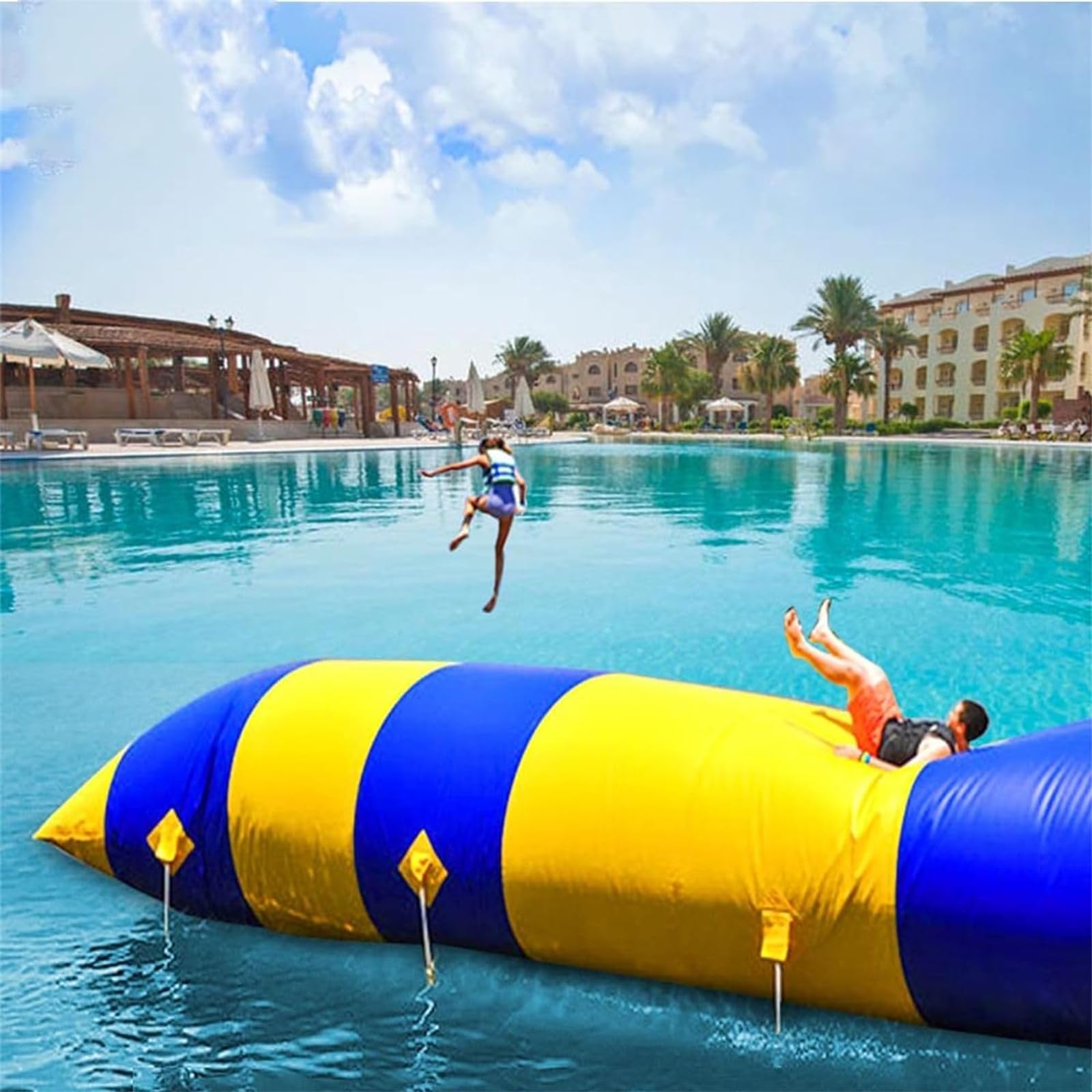 Borsa gonfiabile per saltare a goccia, catapulta per barche d'acqua, giocattoli d'acqua all'aperto, per adulti e bambini (scoppio, 6 m)