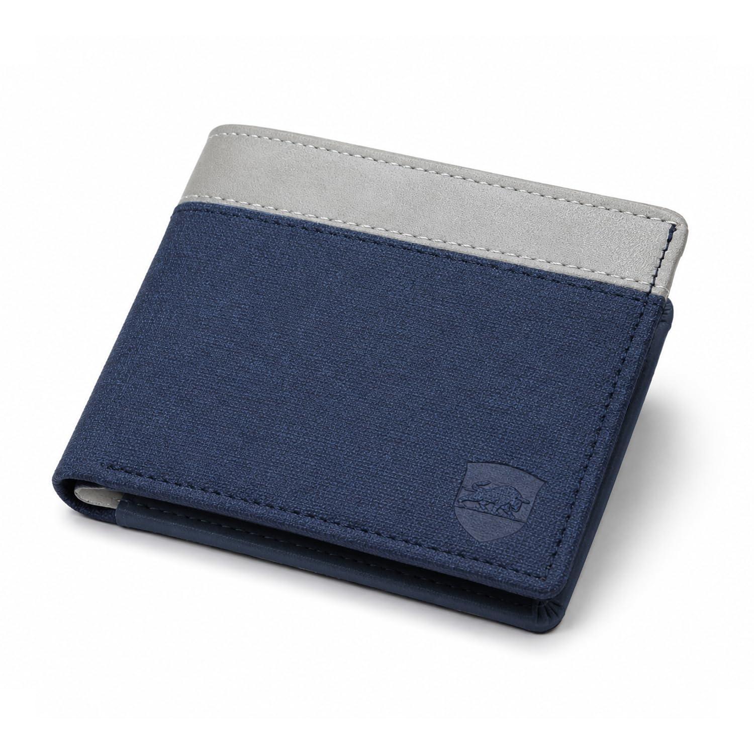 Embellished Men's Wallet, Blue & White, 3 Card Slots, 2 Currency & Secret Compartments, 1 Coin Pocket-image-5