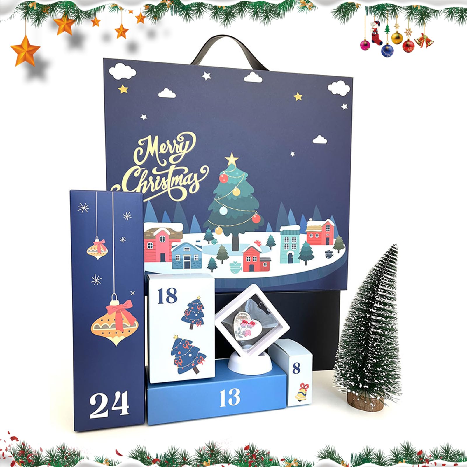Adventsbox Nachfüllbarer leerer Adventskalender zum Befüllen | Dezember Countdown Kalender für Kinder Mädchen Teenager Erwachsene zu Geburtstagen Weihnachten und anderen