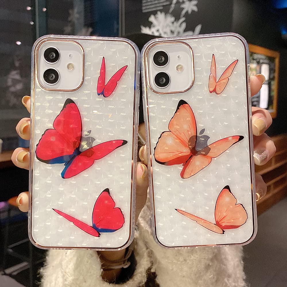 Custodia Per IPhone 12 Pro Max (6,7 Pollici) | Cover Flessibile Trasparente Con Design Farfalla | Paraurti In TPU Morbido Antigraffio Per Ragazze