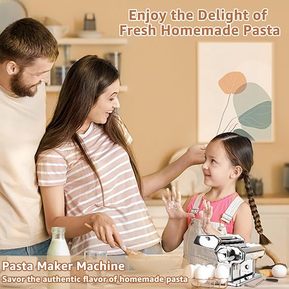 Pasta Maker - 7 Thickness Settings Roller & 2 Width Cutters Pasta Machine