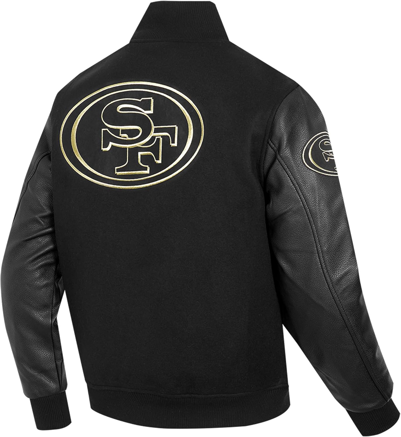 Las Vegas Raiders Black & Gold Men's Wool Varsity Jacket (Jet Black) by Pro Standard - Image 4