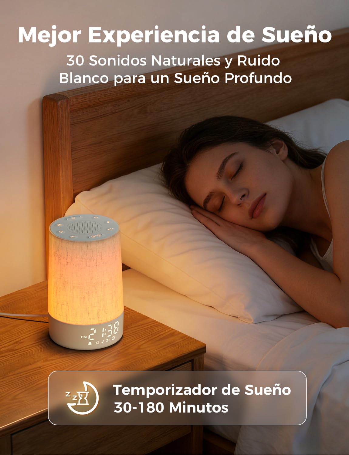 LIORQUE Despertador Amanecer, Despertador Luz Natural Simulación de Amanecer, 10 Niveles de Brillo y Modos de Luz, 30 Melodías Relajantes, Temporizador de Sueño, Función Alarma y Snooze