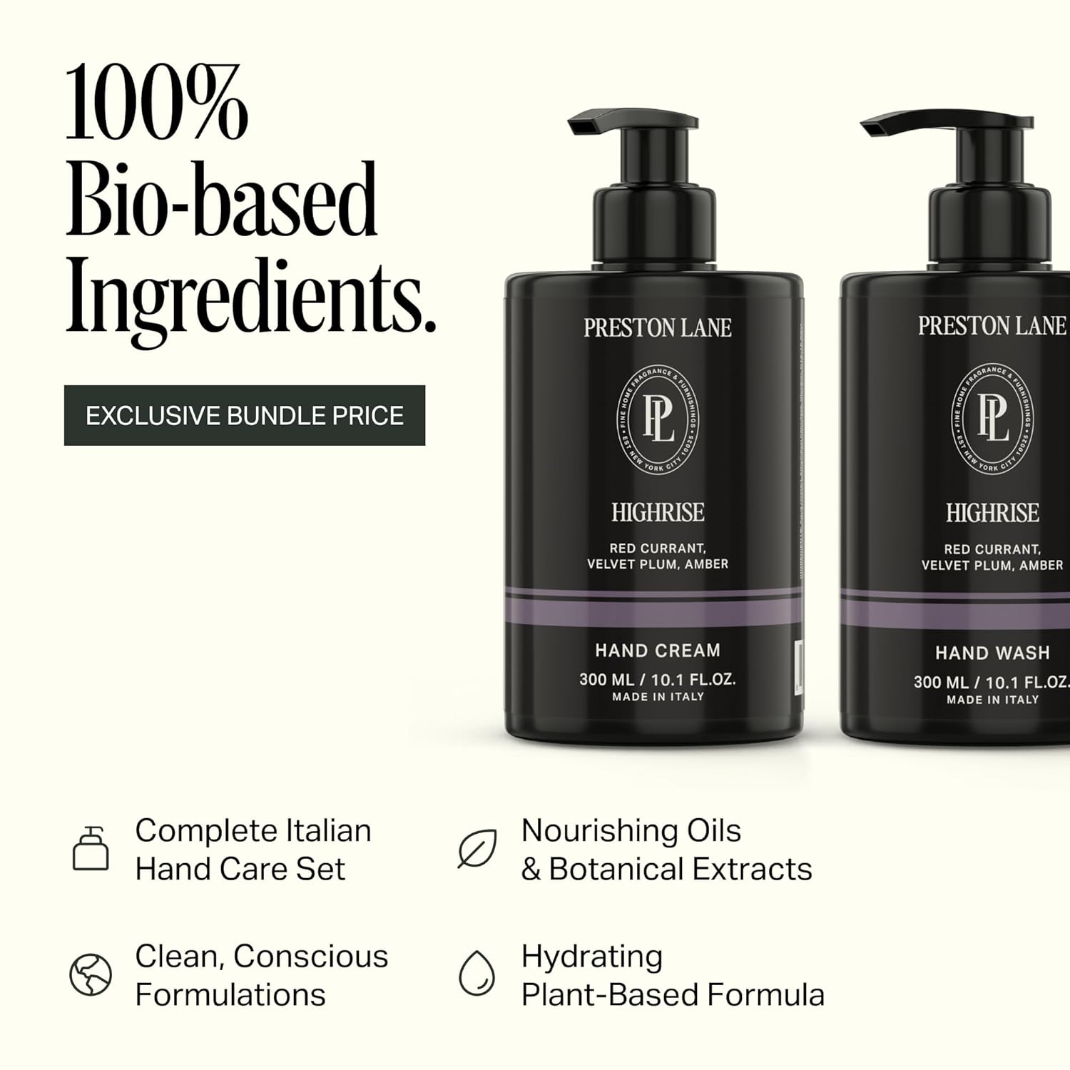 Preston Lane Hand Soap & Lotion Set, Highrise Scent – Hydrating Hand Wash and Moisturizing Hand Cream Duo | Clean Ingredients, Vegan & Cruelty Free Bathroom and Kitchen Essentials Gift Set