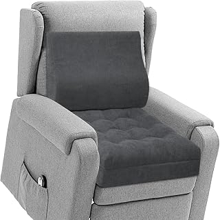 TANYOO Recliner Cushion for Elderly with Lumbar Support Pillow - 20x20x5 Inch Extra Thick Recliner Seat Cushion for Seniors Relief Back Pain and Tailbone Pain from Long Sitting Non-Slip Bottom
