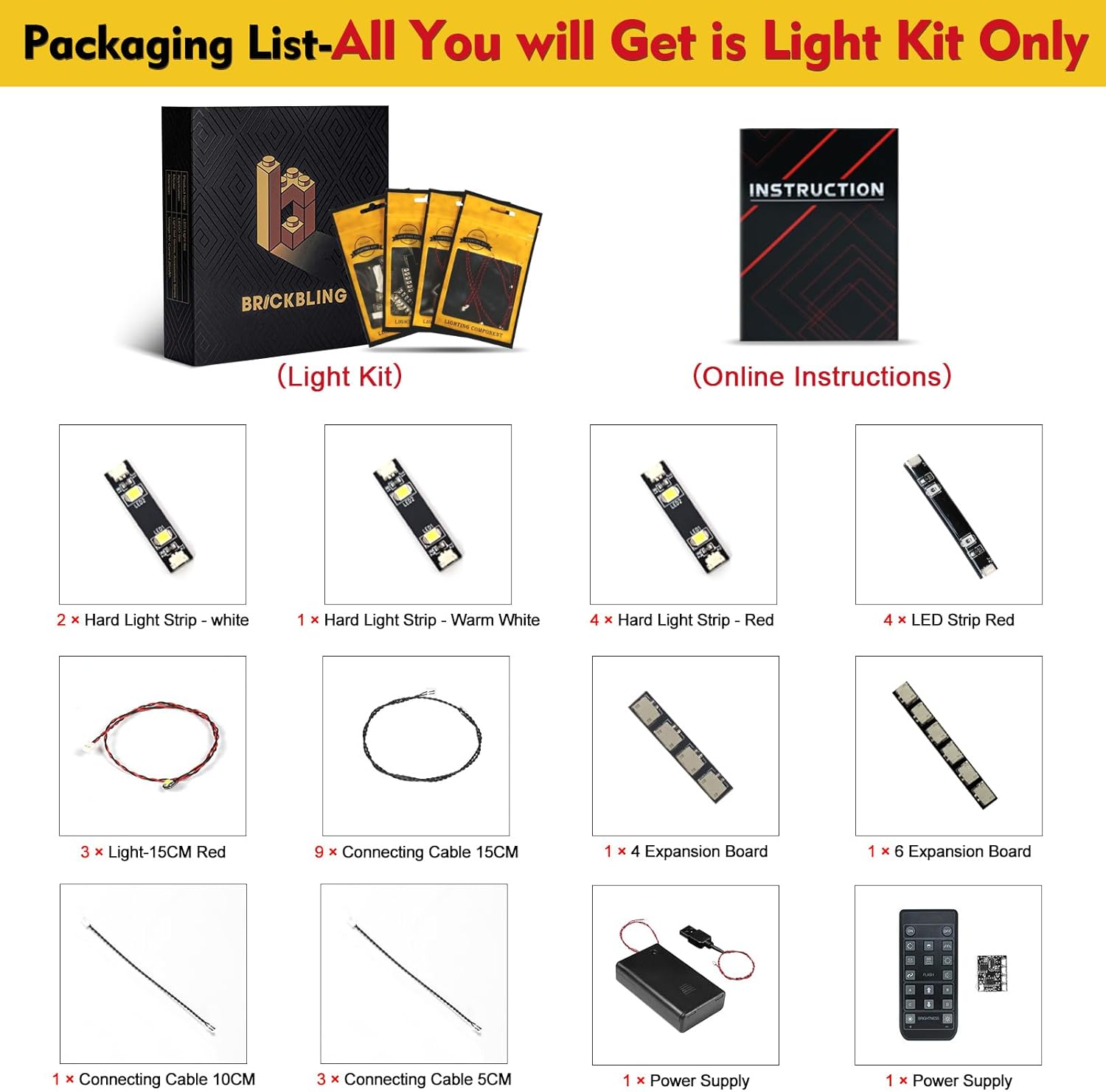 BrickBling Light Compatible with Lego Technic Ferrari FXX K 42212 - Not Come with Car (RC Version Light)