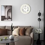 Lafocuse 12 Inch crème blanc horloge murale silencieux non ticking, chiffres romains rétro Horloges pour salon chambre à coucher de cuisine, Horloge Murale batterie décorative