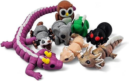 Miniatura 9 de Paquete de 10 minianimales misteriosos, figuras articuladas de animales impresos en 3D, diseños únicos y divertidos, incluye huevo misterioso,