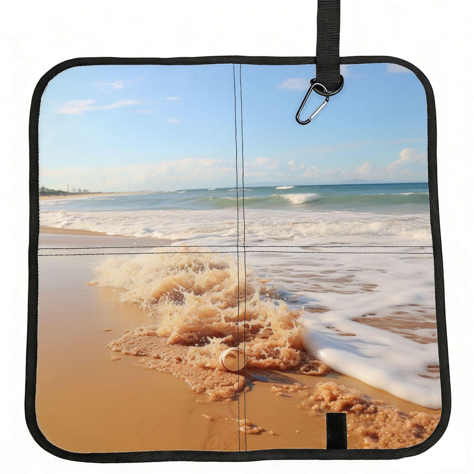 YGLHBDPBF Ocean Sea Wave Seashell Print Camping seat cushion,Foldable Sitting Pads,Save Backpack Space for Hiking