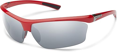 Suncloud Roadmap - Lentes de sol, marco rojolente de policarbonato con espejo plateado, talla única