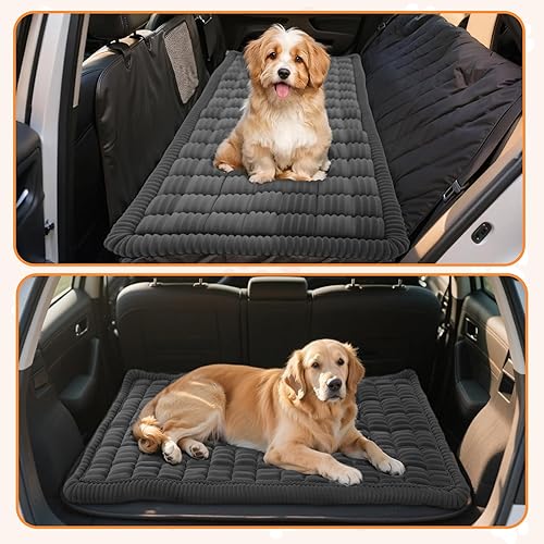 Miniatura 7 de Tapete de cama para mascotas de asiento trasero, cama de perro a cuadros para asiento trasero de automóvil, fundas de franela para perros de dos