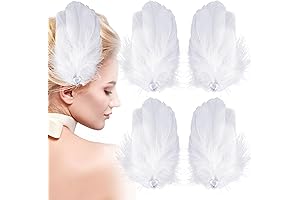 ANCIRS Feather Hair Clips for Women, Fly-Wing Shape White Swan Hairpiece for Elegant Party
