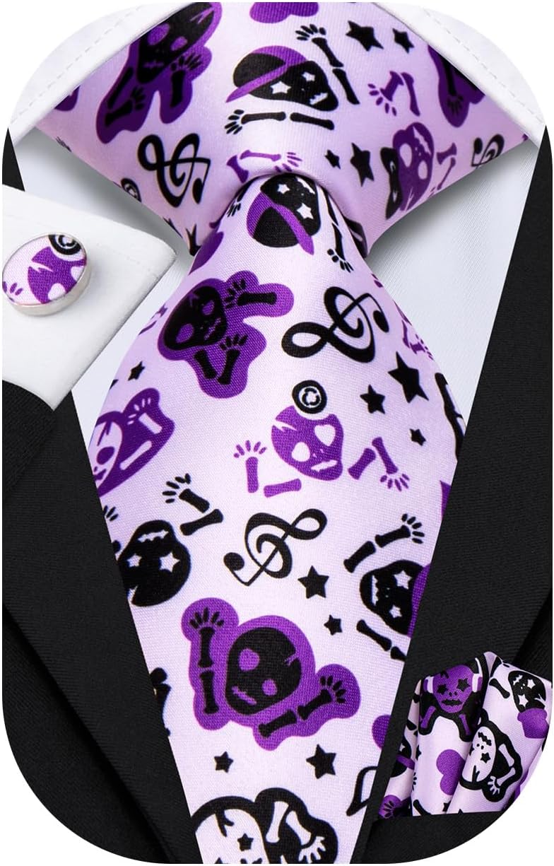 Dubulle Ties for Men Silk Mens Paisley Floral Striped Necktie and Handkerchief Cufflinks Wedding