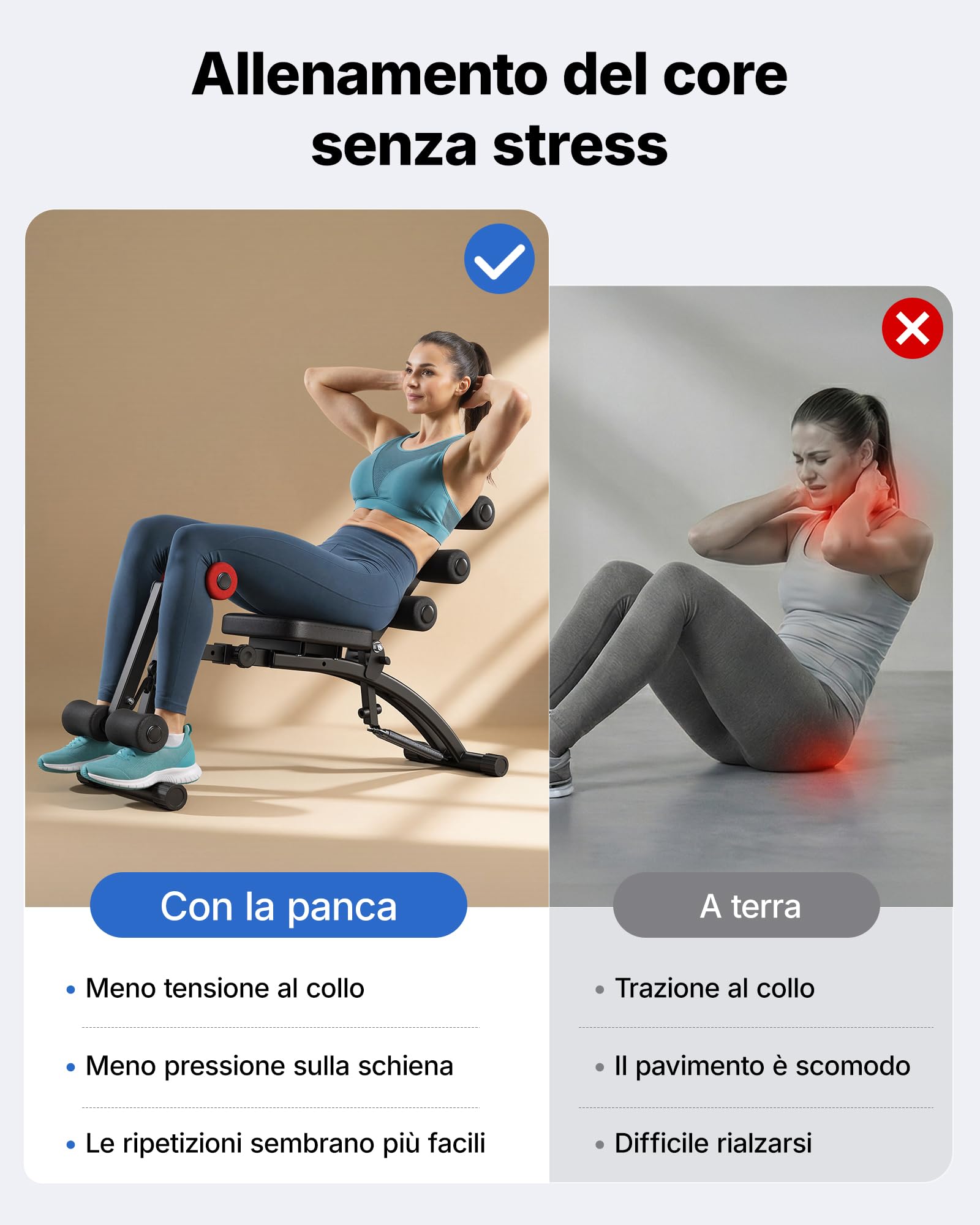 MERACH Macchina per Addominali, Panca per Sit-Up Regolabile, Attrezzo per Addominali per Home Gym per Addominali Fianchi Gambe, Max 136KG, per Sit-Up/Bicicletta Aerea/Sollevamenti Gambe ecc.