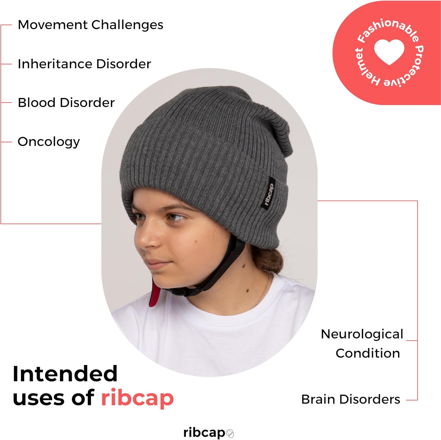 Ribcap Lenny Kids Medical Grade Protective Helmet | Grey | Soft Helmet for Epilepsy | Protective Helmet for Seizures