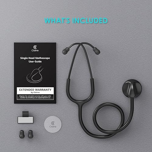 Miniatura 7 de Estetoscopio de una sola cabeza para médicosenfermerasestudiantes de enfermería, para uso médico y doméstico (tubo negro, sin estuche EVA)