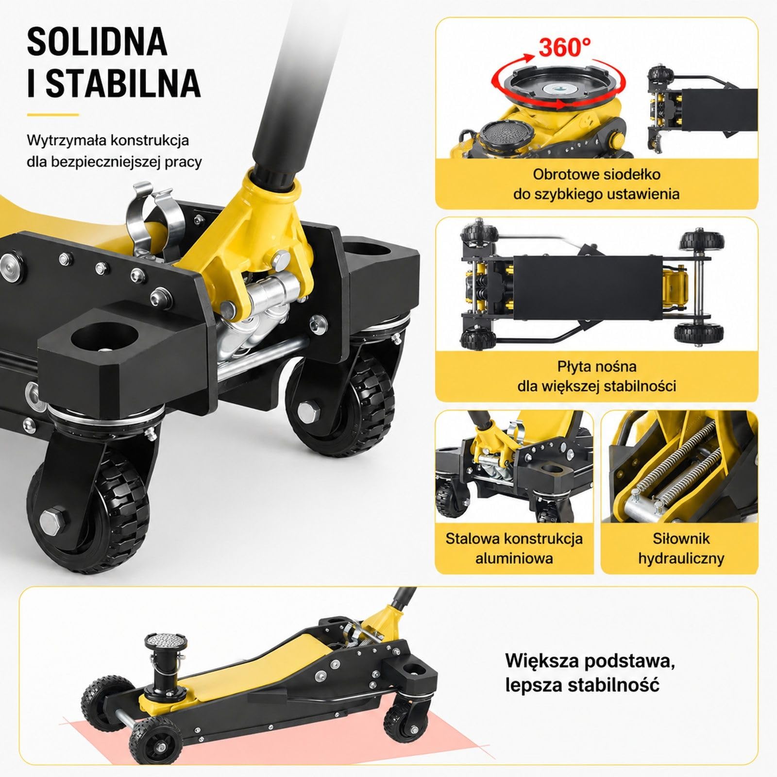Hydrauliczny podnośnik samochodowy 3 t z konstrukcją aluminiowo-stalową, pompą dwutłokową do szybkiego podnoszenia i kolumną wysuwaną do SUV-ów i pickupów