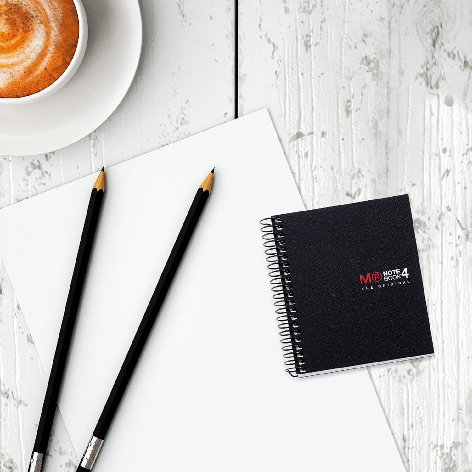 MIQUELRIUS – Microperforated Spiral Notebook, Polypropylene Cover, Size A7 74 x 105 mm, No Drills, 100 Sheets of 70 g/m2 and 4 Colour Stripes, 5 mm Grid, Black