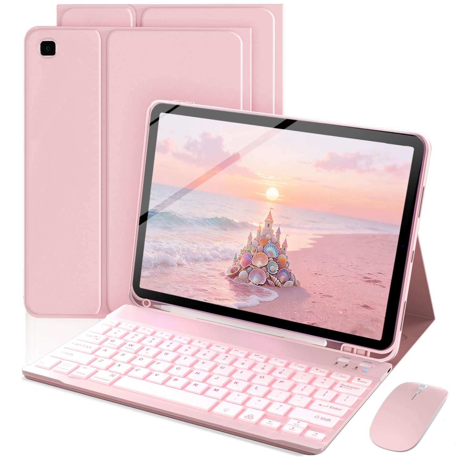 - Keyboard Case for Samsung Galaxy Tab S6 Lite 10.4 Inch, Mouse and 7 Colors Backlit Detachable Keyboard, Adjustable Stand Built in S Pen Holder, Auto-Sleep/Wake Feature, Pink