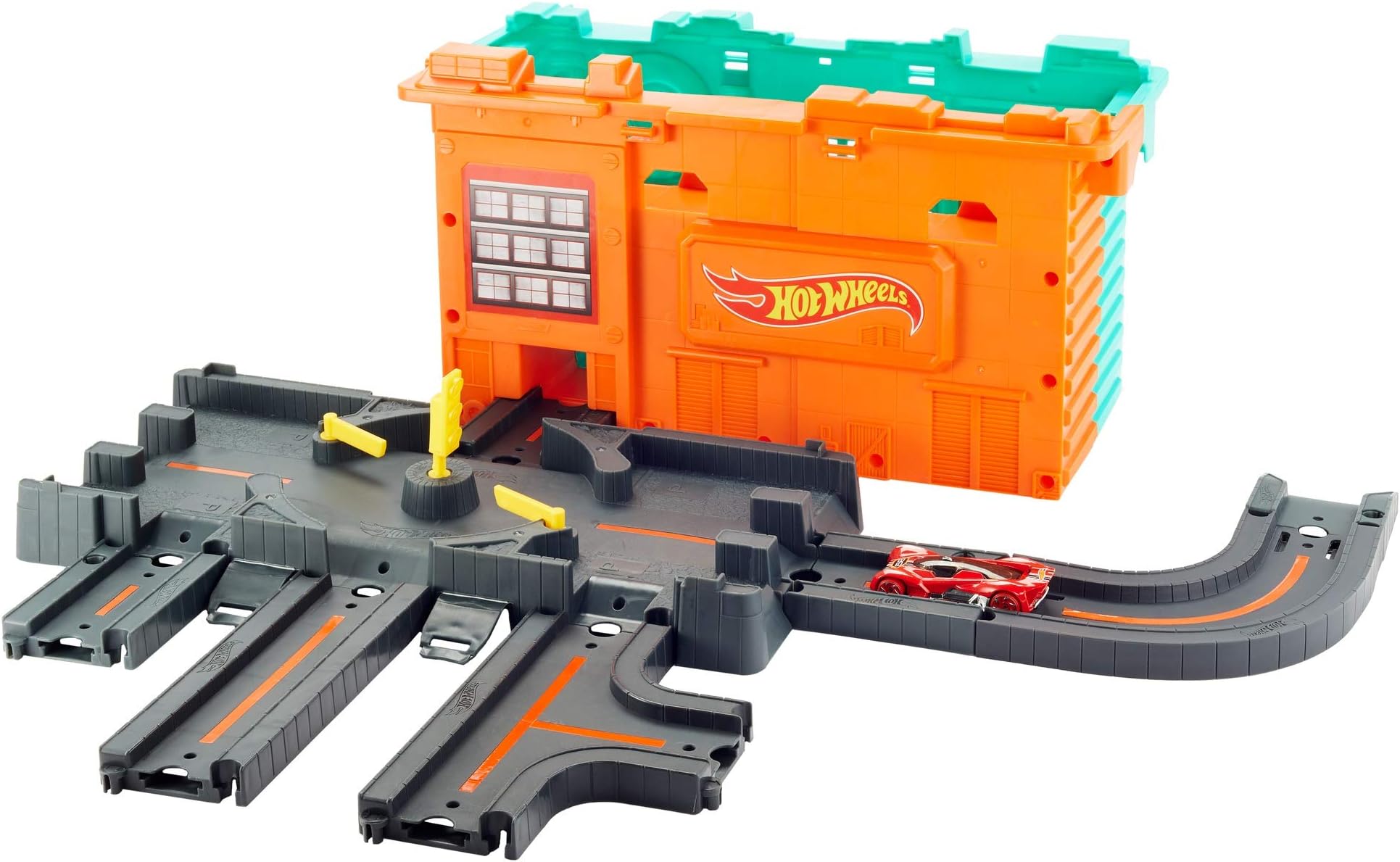 Hot Wheels City Town Center Play Set Idea for Ages 4 to 8 Years 2-Sided with Mechanic Shop, Roundabout, Street Lights Connects to Other Sets
