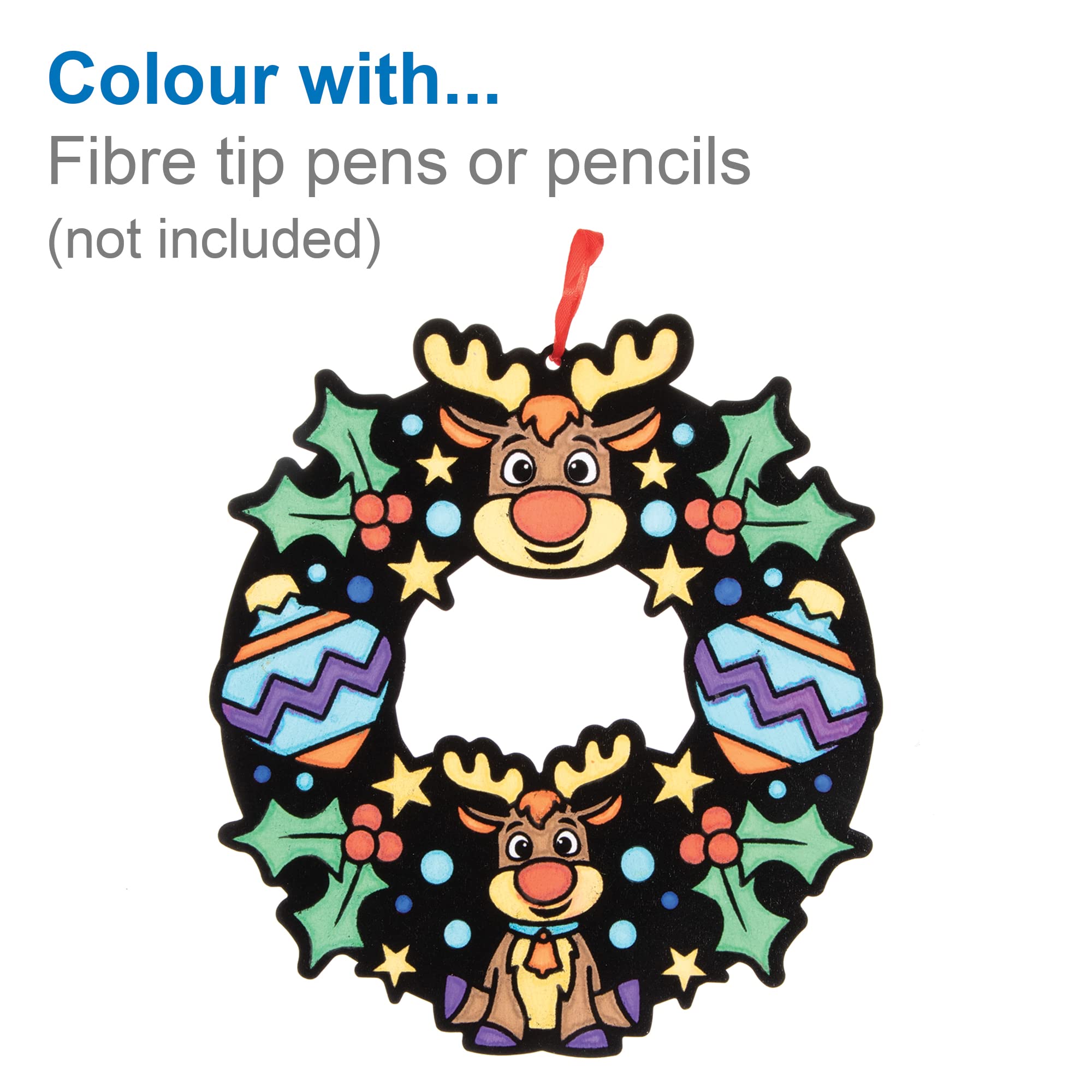 Couronnes De Noël En Velours Baker Ross – Lot De 8 – Activité Manuelle De Coloriage – 18,5 Cm – Avec Rubans Rouges Et Verts