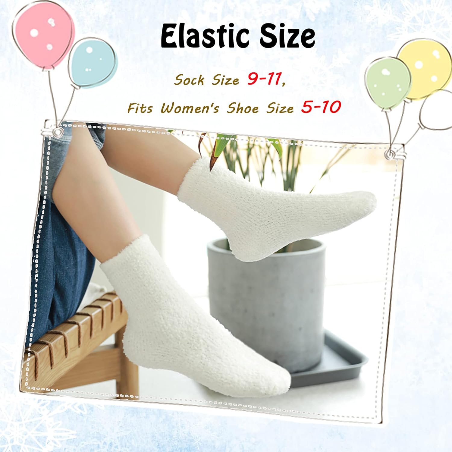 LANLEO 5/6 Pairs Womens Super Soft Fuzzy Plush Warm Winter Home Sleeping Slipper Socks - Image 5