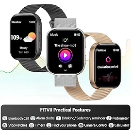 FITVII Health & Fitness Tracker (Answer/Make Calls), Smart Watch with 24/7 Heart Rate and Blood Pressure, Sleep Tracking, Blood Oxygen Monitor, 120+ Sport Modes Activity Tracker for Women Men