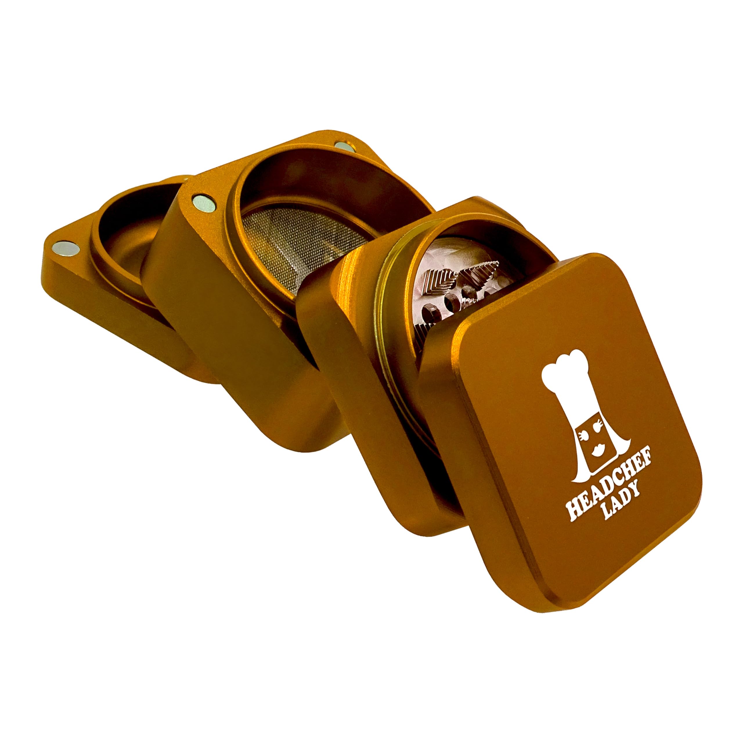 Headchef Lady Cuboid Grinder 4-Piece, Size 55 mm, Gold - Image 3