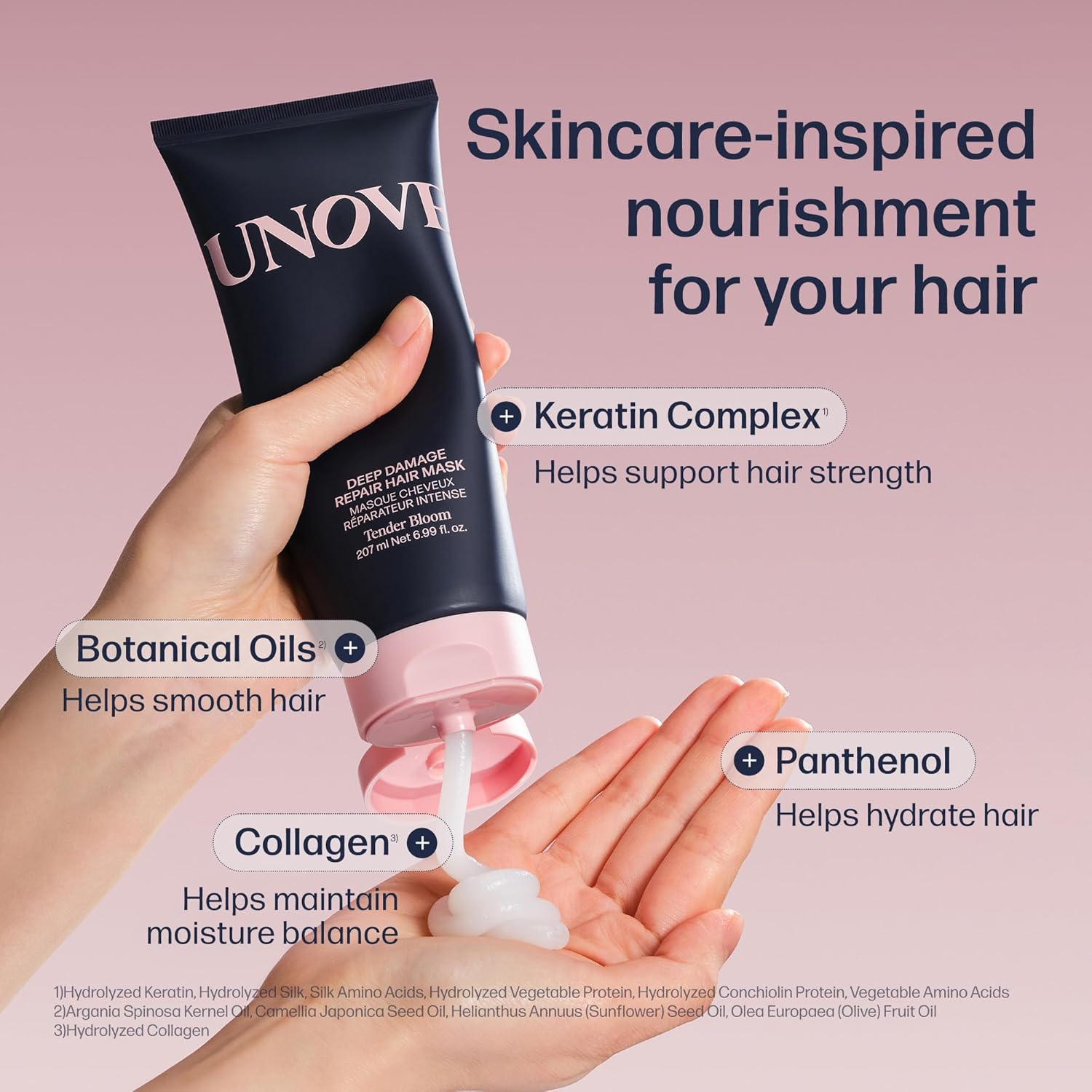 UNOVE Deep Damage Treatment Ex - Protein Hair Treatment & Hair Mask for Damaged Hair | Deep Conditioning & Keratin Hair Mask for Dry, Frizzy Hair | Korean Hair Care | Tender Bloom, 10.82 fl oz - Image 3