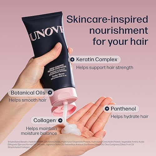 Miniatura 3 de UNOVE Mascarilla reparadora de daños profundos, tratamiento capilar proteico y mascarilla capilar para cabello dañado, acondicionador profundo