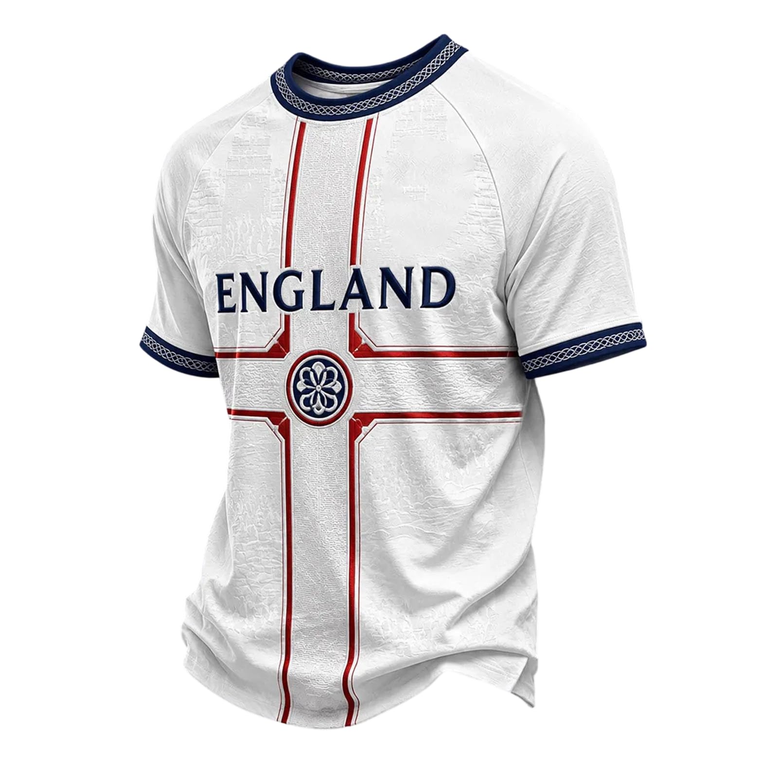 England Shirt Men's England Soccer Retro Tops Vintage Breathable Short Sleeve T Shirt Crew Neck Fan Apparel for Game Day or Daily Wear 03-Light Blue 3XL