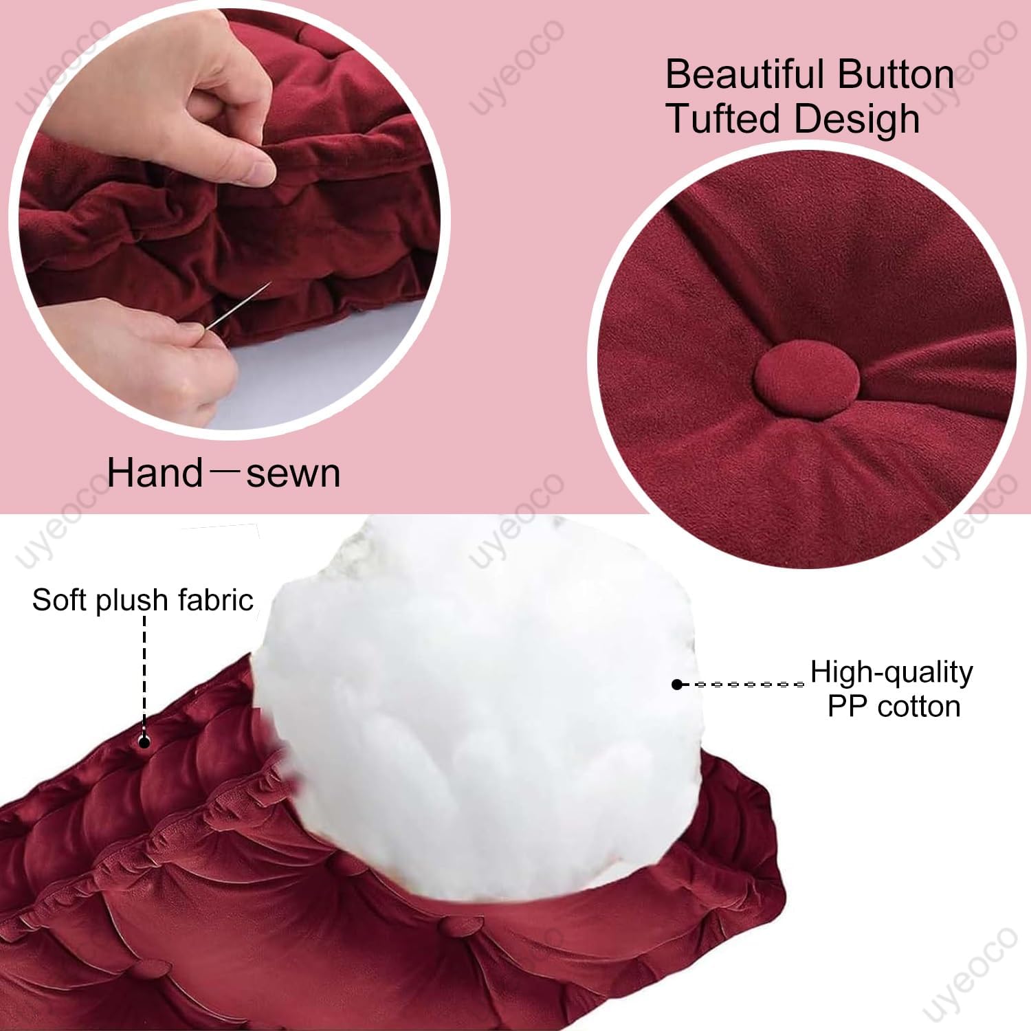 Bench Cushions for Indoor/Outdoor Furniture 48/40/60 x 12/14/16 inch Rectangular Non-Slip Bench Cushion pad for Deck Chair Dining Bench Window Seats Swings Bench Cushion(Burgundy,47x12x4in)